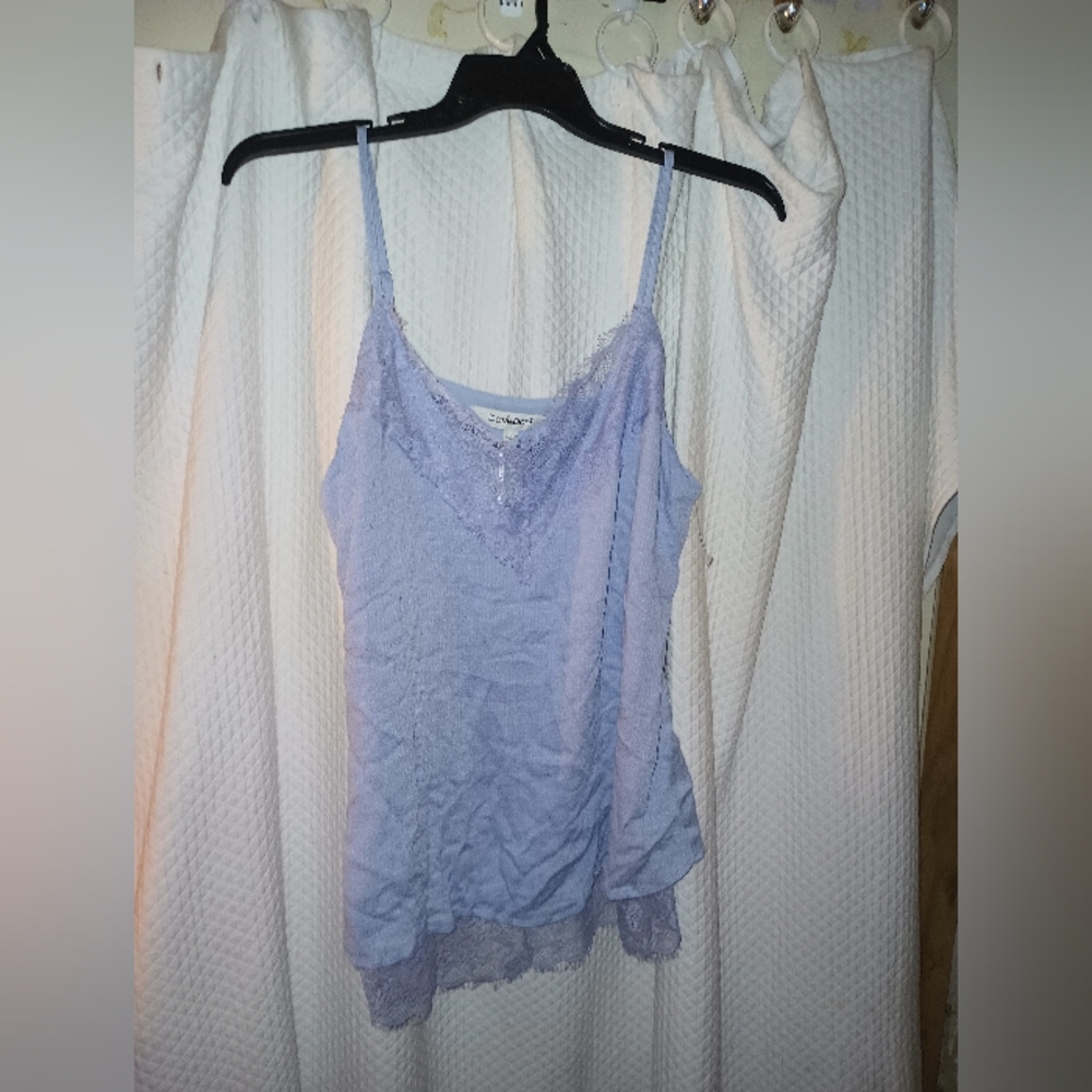 DAVI & DANI Light Blue Floral Lace Trimmed Cami Size Large